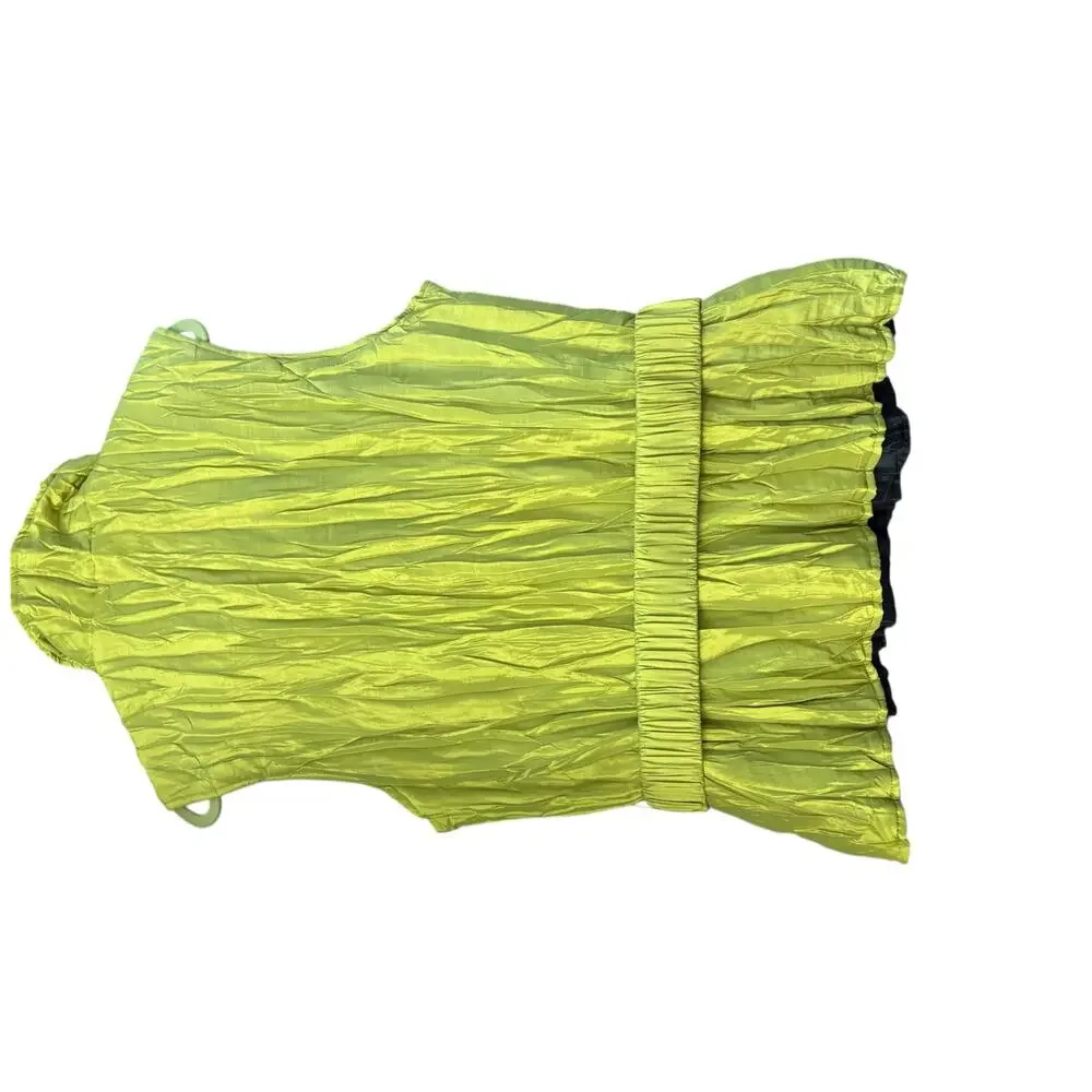 Women’s Reversible Vest Belted Chartreuse & Black Lightweight NO Tags Autumn